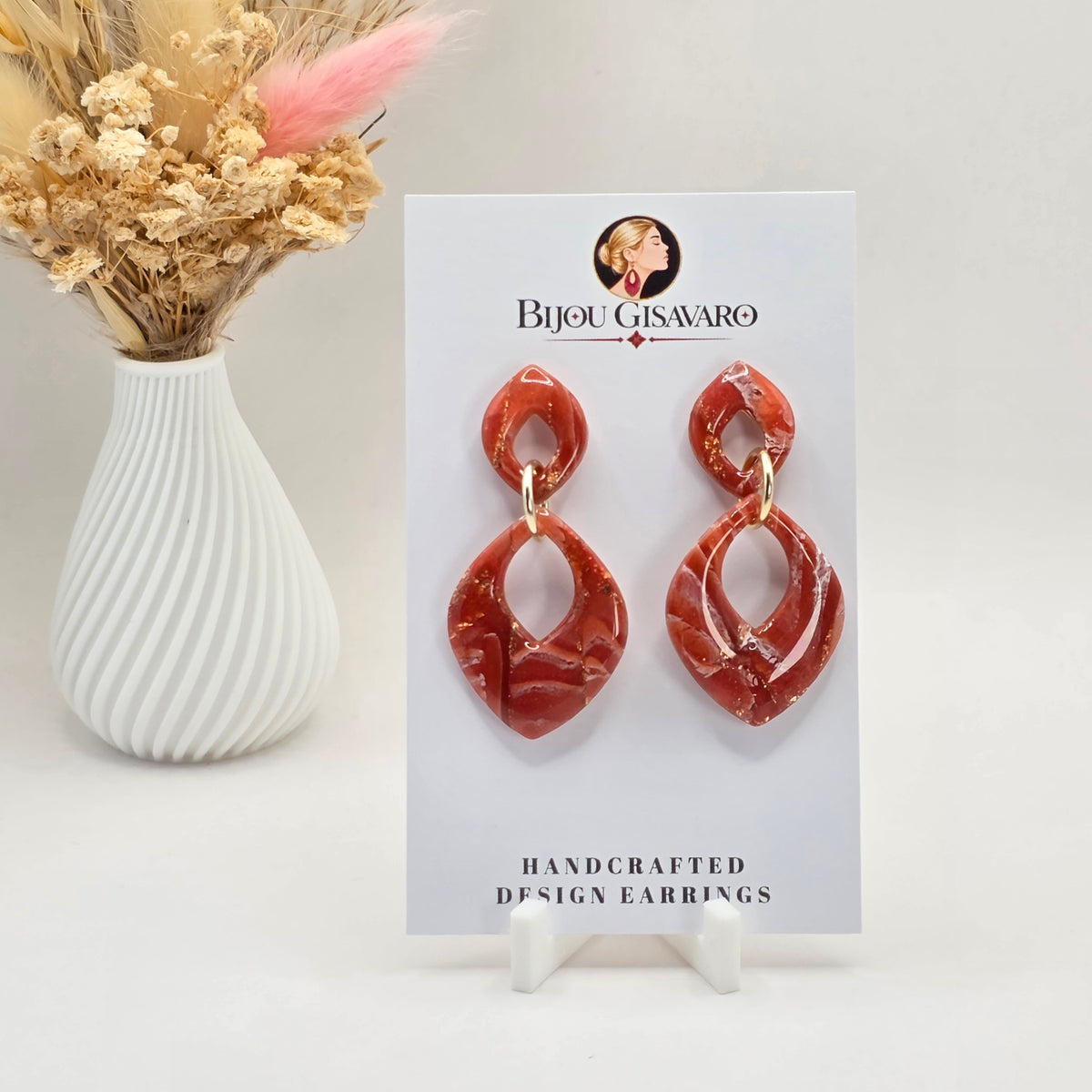 Statement Oorbellen Rose Marble Gold