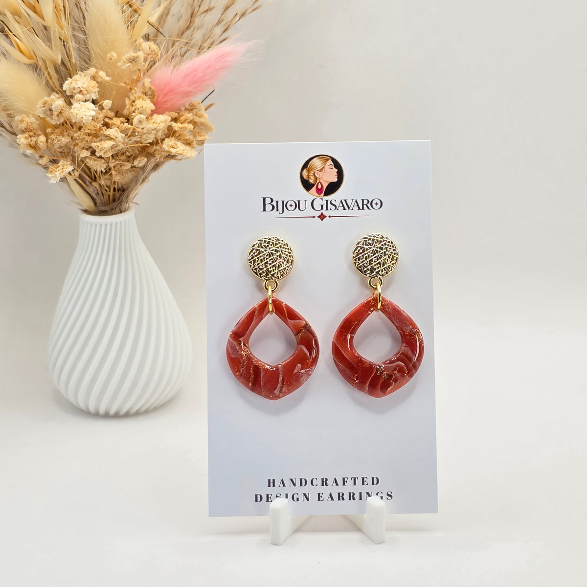 Statement Oorbellen Rose Marble Gold