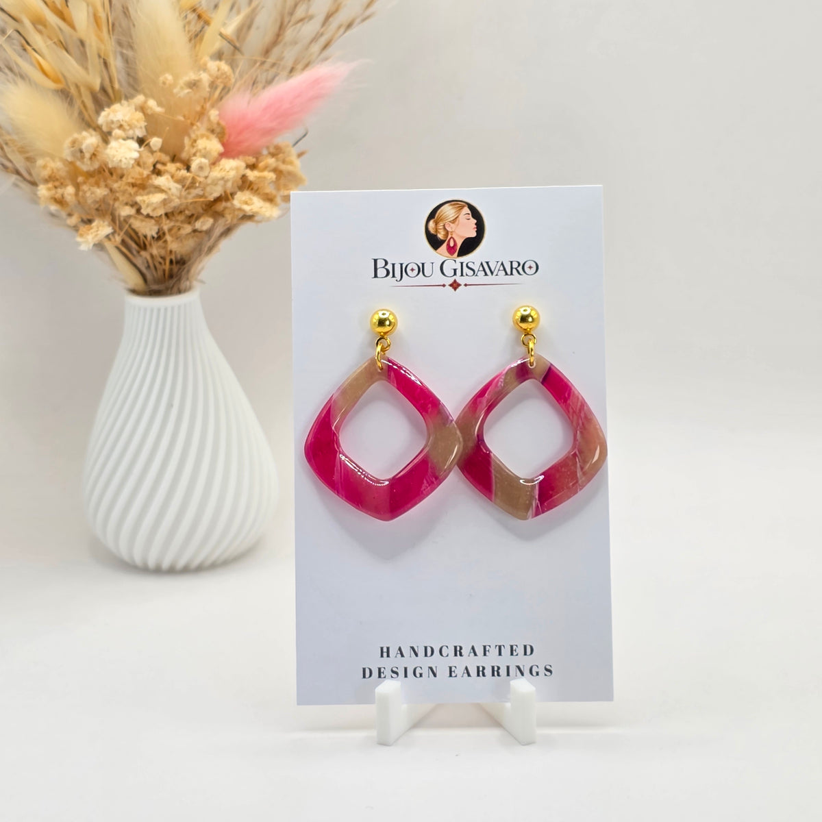 Statement Oorbellen Pink Gold Twist