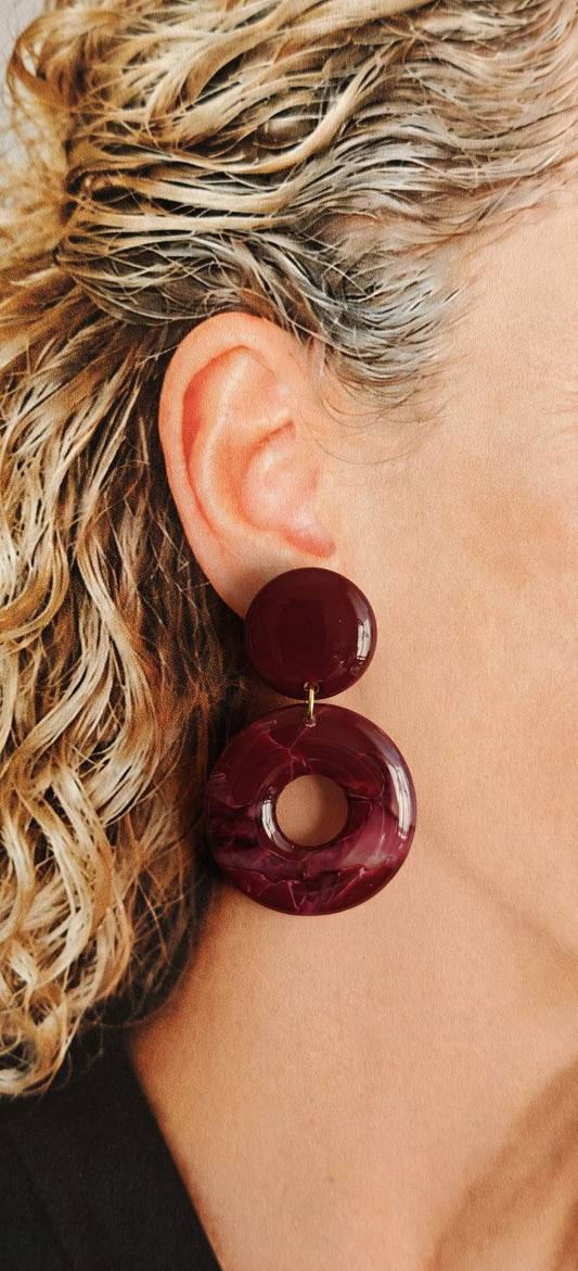 Statement Oorbellen Burgundy Circle – Bordeauxrood