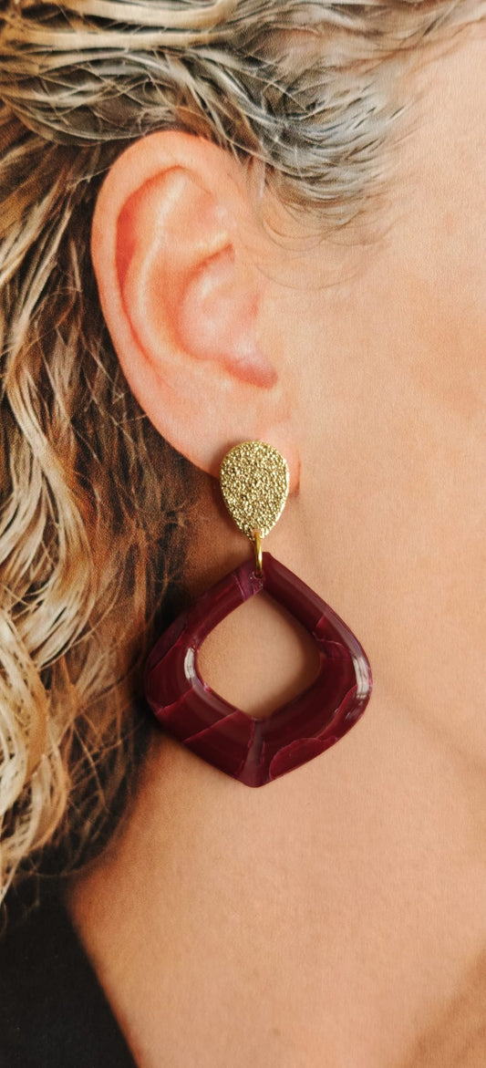 Statement Oorbellen Burgundy Muse – Bordeauxrood