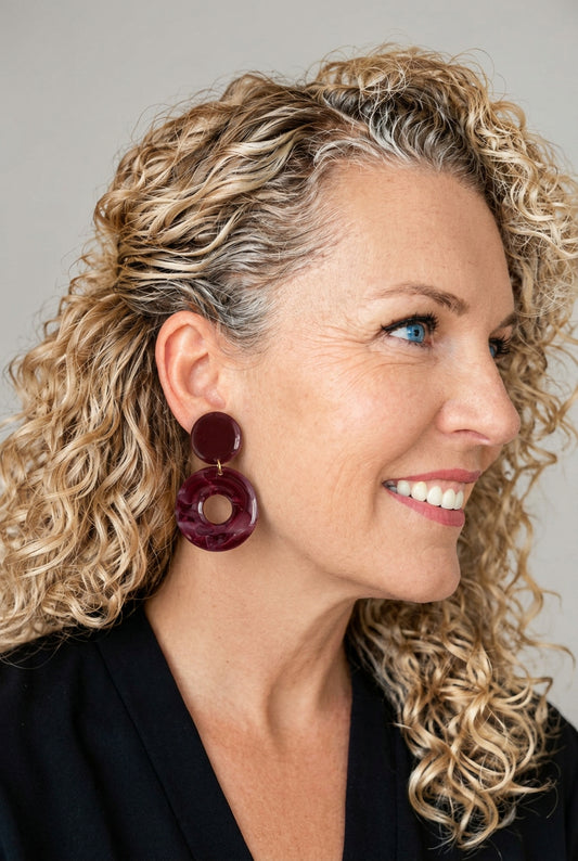 Statement Oorbellen Burgundy Circle – Bordeauxrood