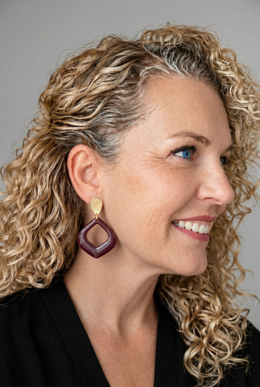 Statement Oorbellen Burgundy Muse – Bordeauxrood