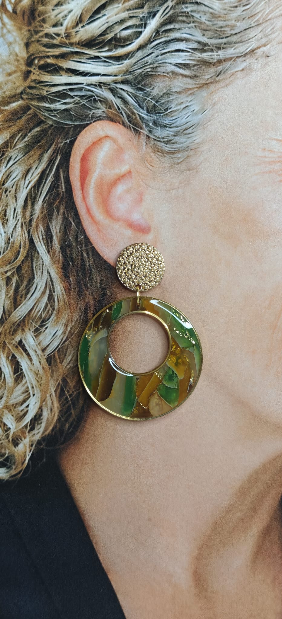 Statement Oorbellen Forest Glow – Bruin, Groen & Geel