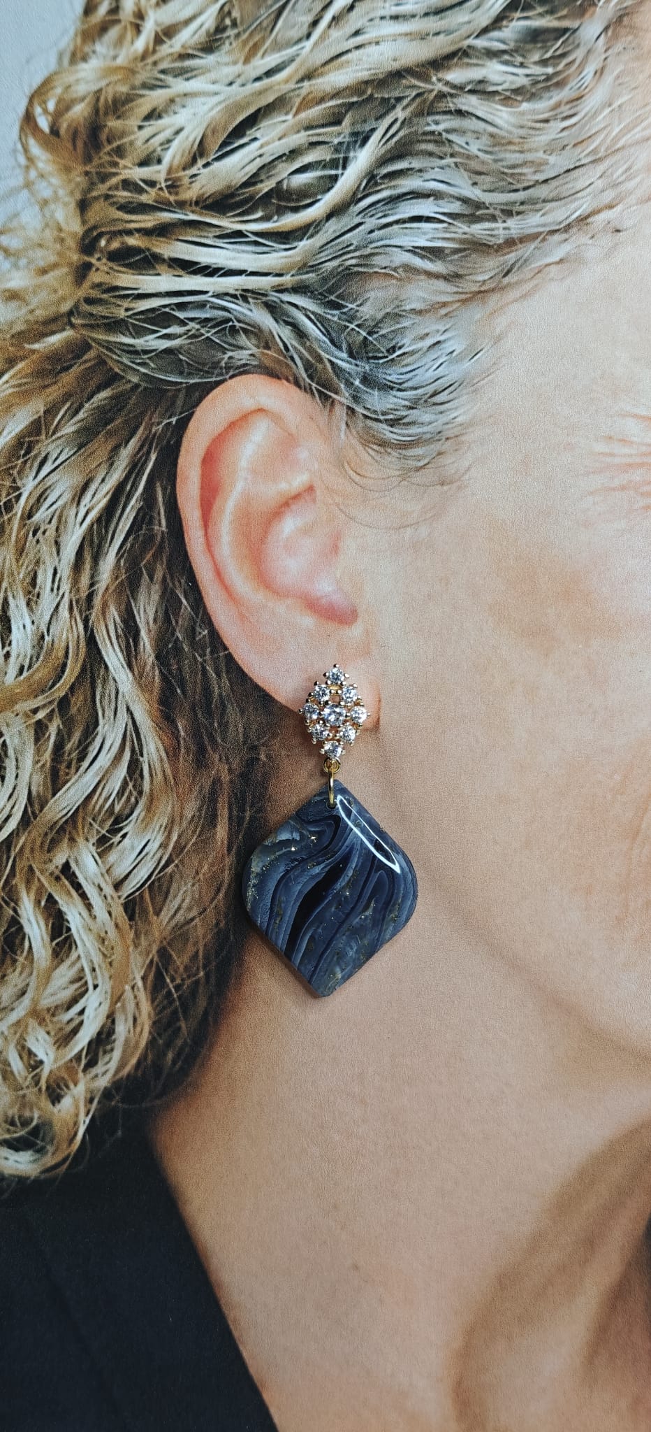 Statement Oorbellen Midnight Wave Donkerblauw