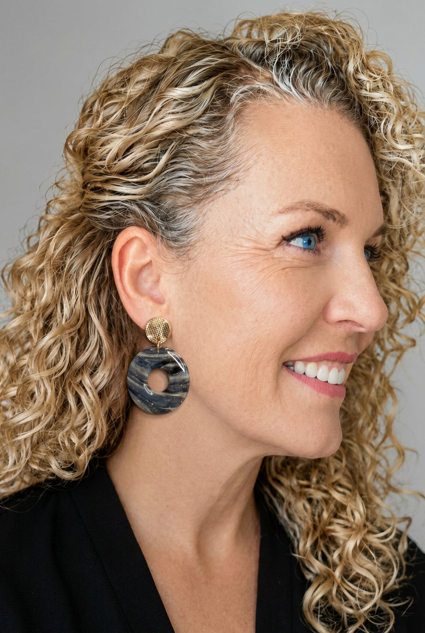 Statement Oorbellen Midnight Halo – Donkerblauw