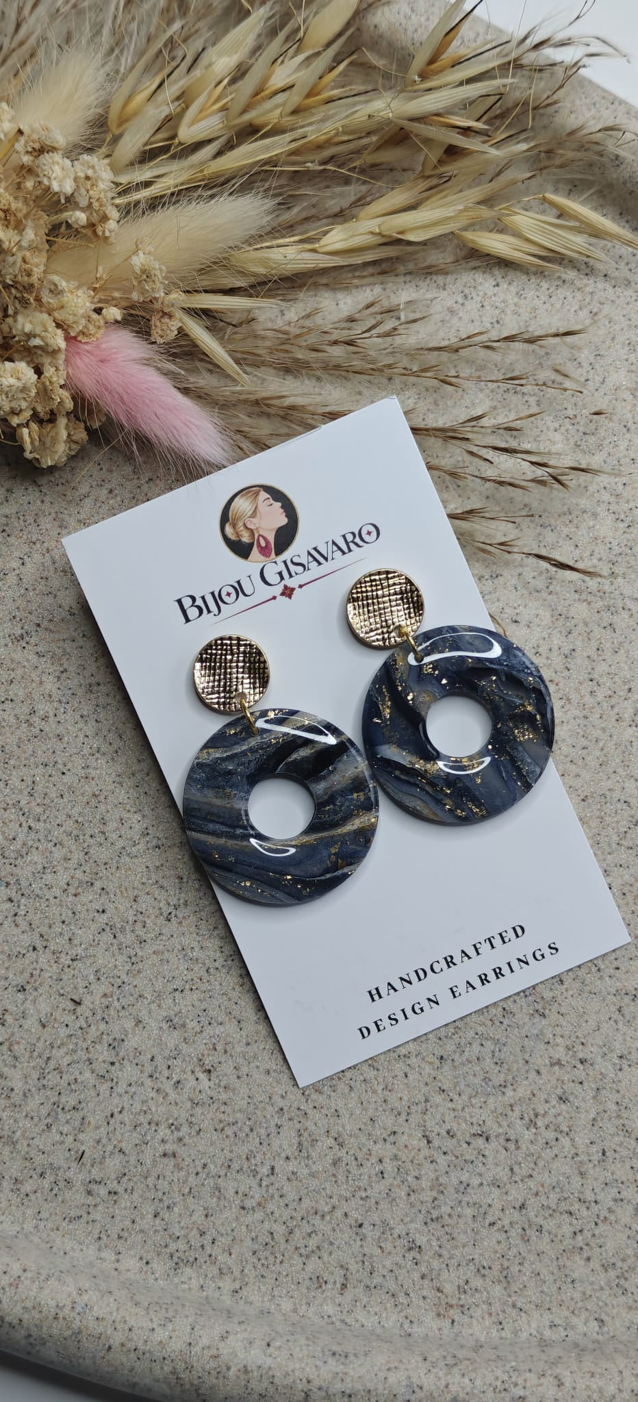 Statement Oorbellen Midnight Halo – Donkerblauw