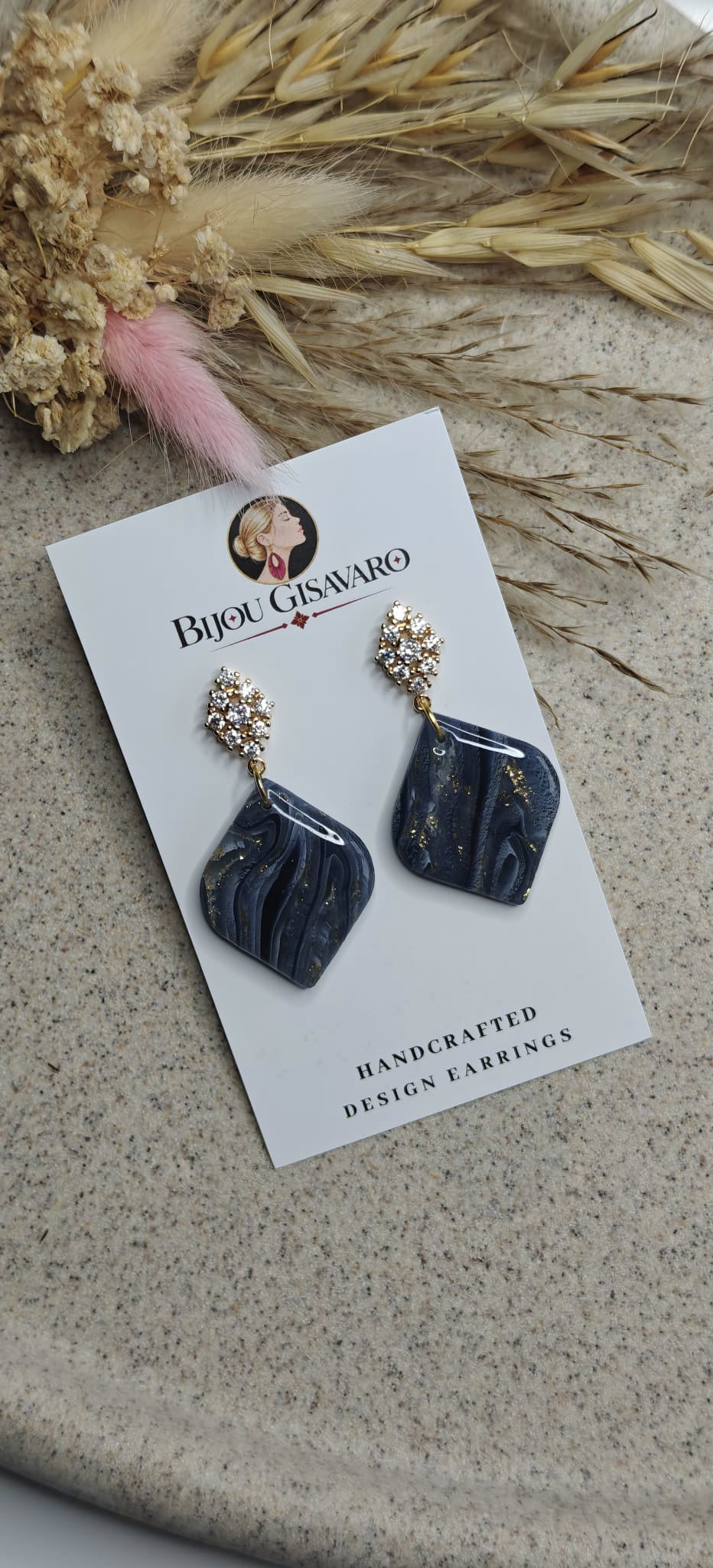 Statement Oorbellen Midnight Wave Donkerblauw