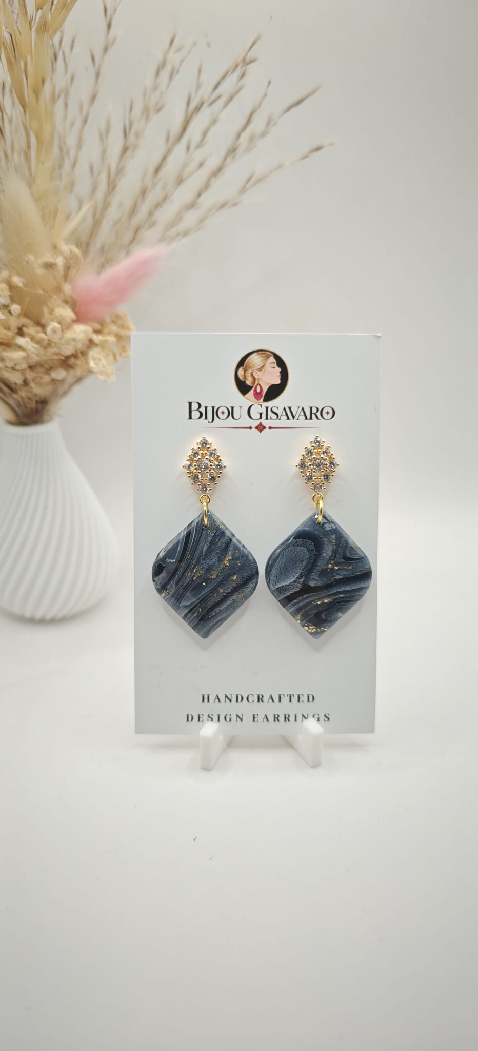 Statement Oorbellen Midnight Wave Donkerblauw