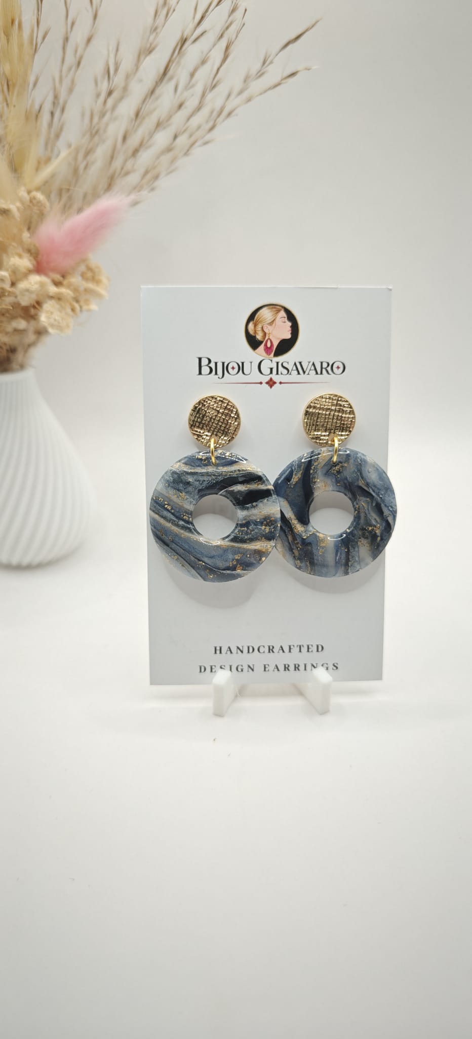 Statement Oorbellen Midnight Halo – Donkerblauw
