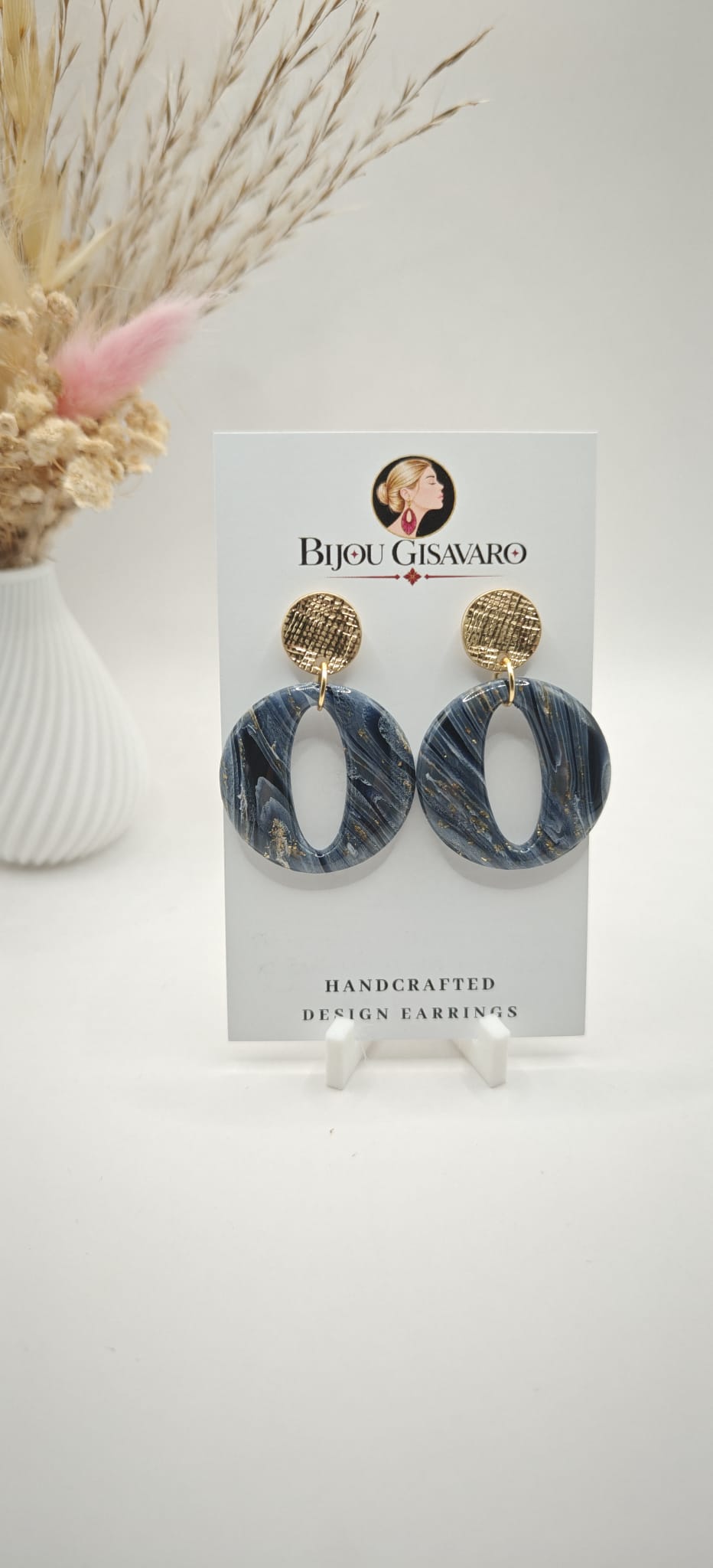Statement Oorbellen Midnight Oval – Donkerblauw
