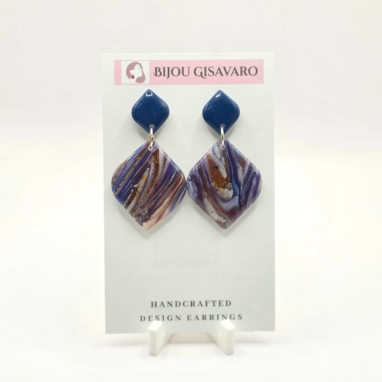 Statement oorbellen Blue Amethys