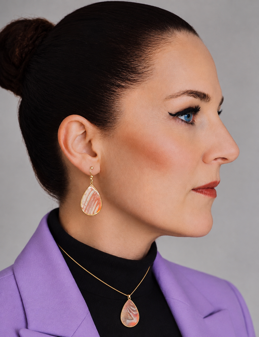 Statement Sunrise Peach Set – Ketting & Oorbellen
