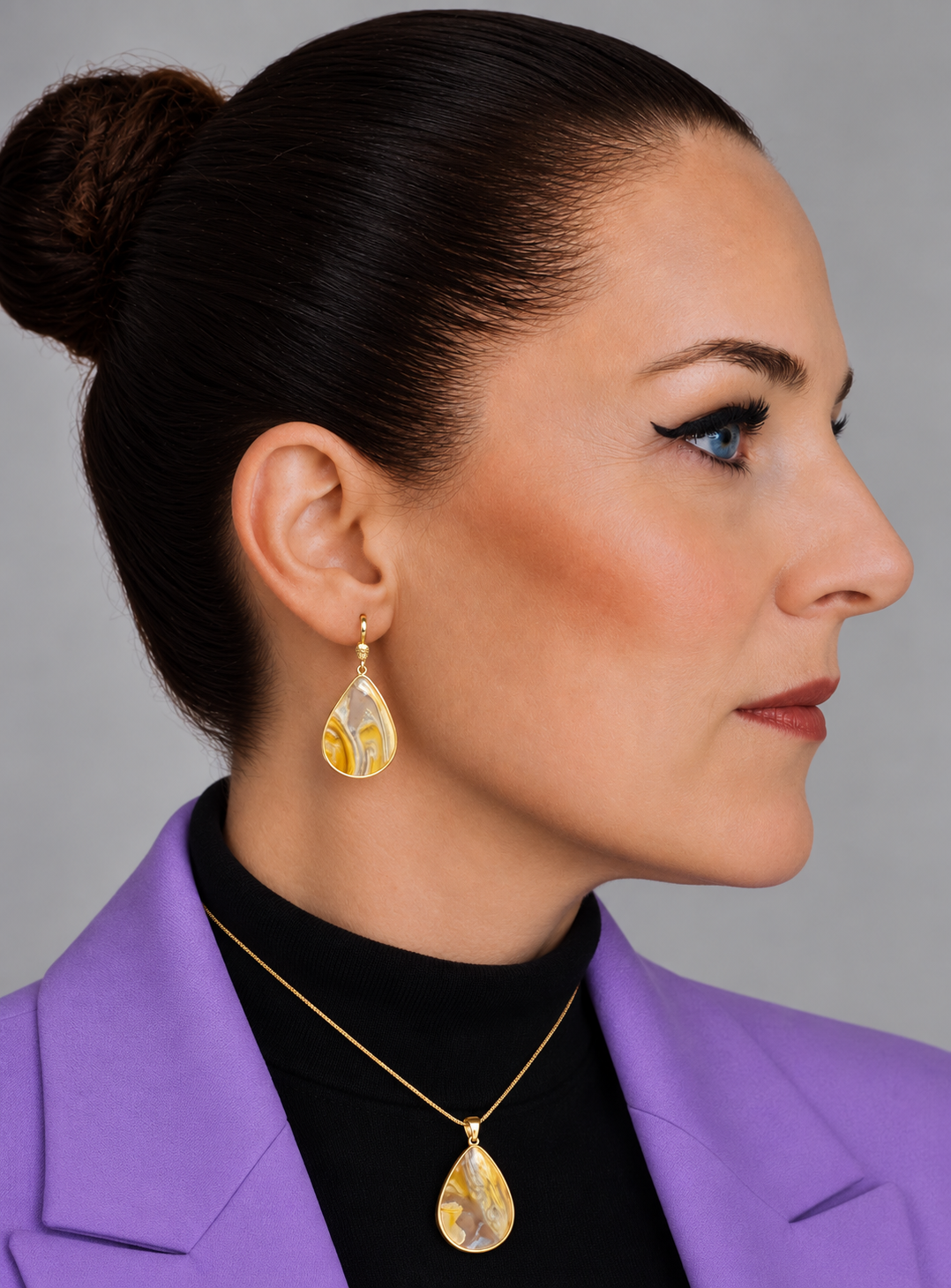 Statement Ochre Teardrop Set – 18K Goldplated