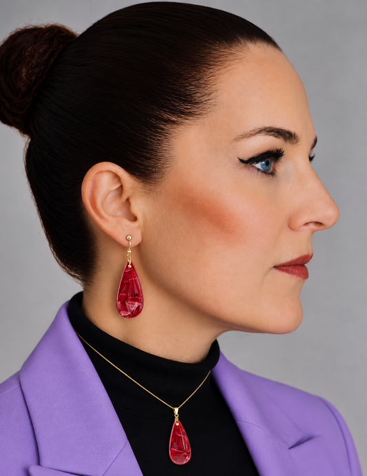 Statement Bordeaux Elegance Set – Ketting & Oorbellen