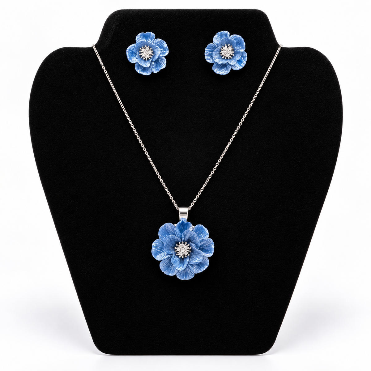 Statement Azure Blossom Set – Ketting & Oorbellen