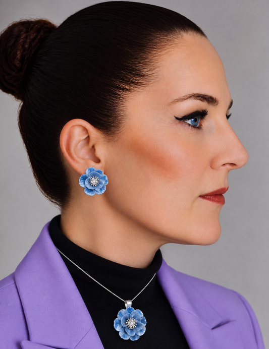 Statement Azure Blossom Set – Ketting & Oorbellen