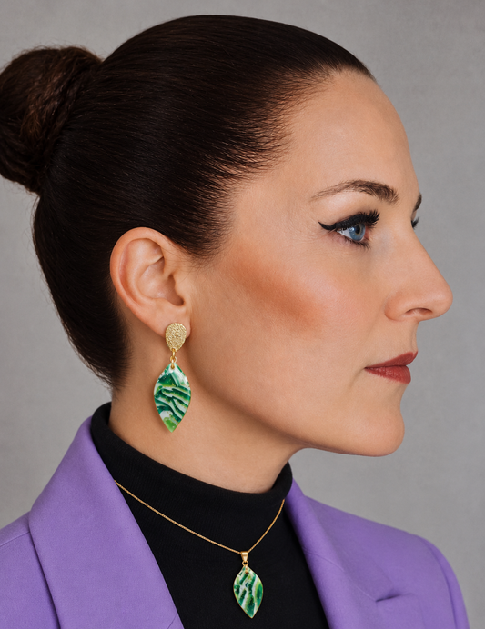 Statement Serpentine Leaf Set – Ketting & Oorbellen