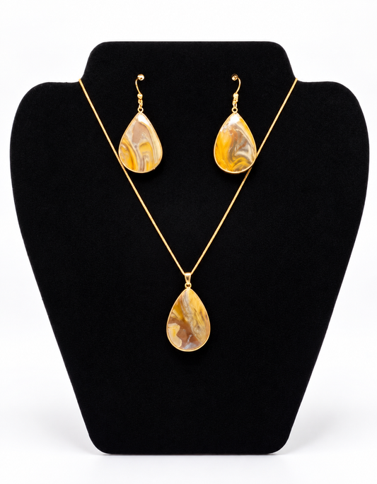 Statement Ochre Teardrop Set – 18K Goldplated