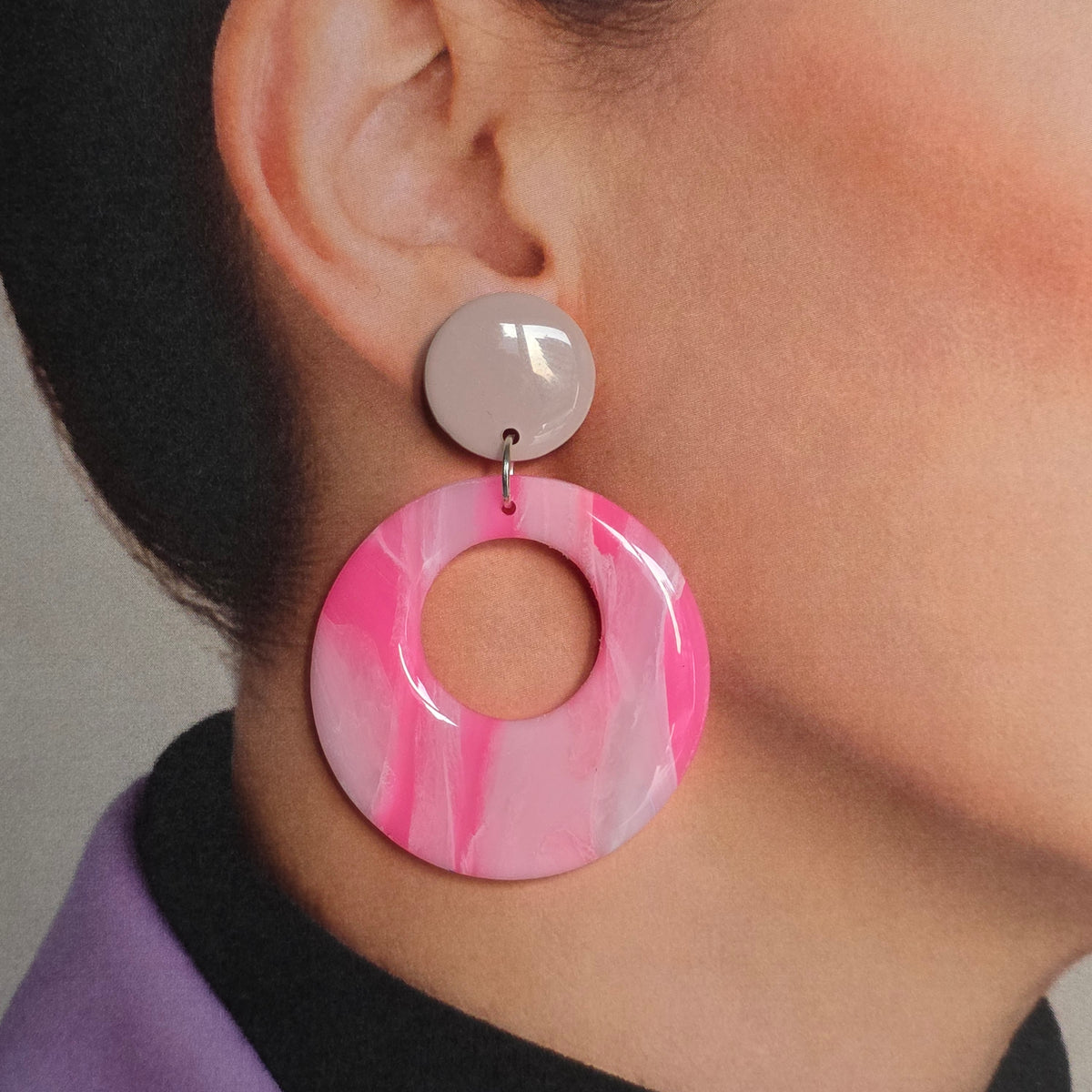 Statement Oorbellen Rosé Marble Glow