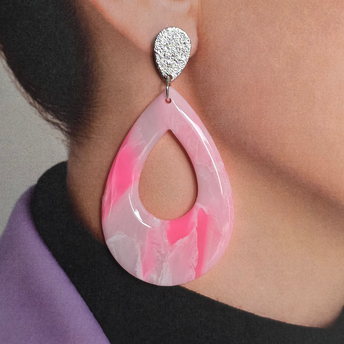 Statement Oorbellen Pink Pearl